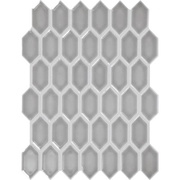 Daltile Premier Accents Jade Gray 13 in. x 10 in. Glass Hexagon Mosaic Tile (8.8 sq. ft./Case)
