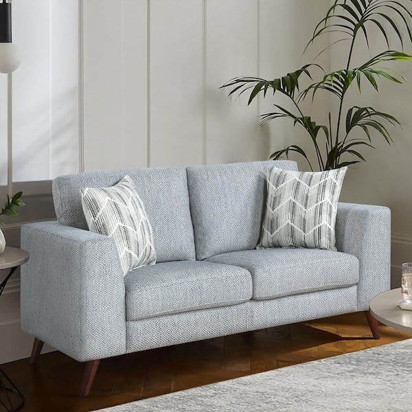 Oberon 64 in. W Blue-Gray Chenille Upholstery 2-Seater Loveseat