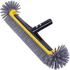 4.7 in. H Pool Brush Head Round Ends Pool with Aluminum Handle & Durable Nylon Bristles for Cleaning Pool Walls in Gray
