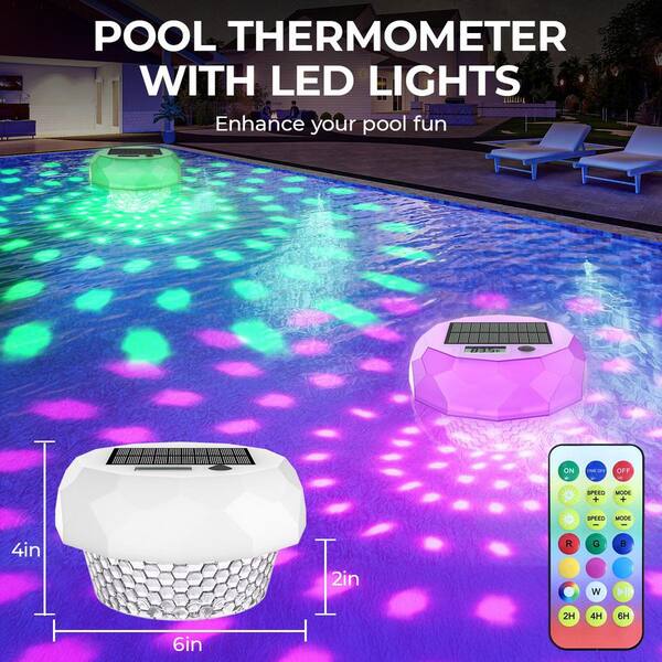 Solar Pool Lights Solar Pool Thermometer With RGBW Lights - Digital ...