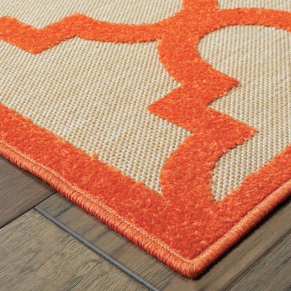 Orange 4 ft. x 5 ft. Loomed Polypropylene Rectangle Indoor/Outdoor Area Rug