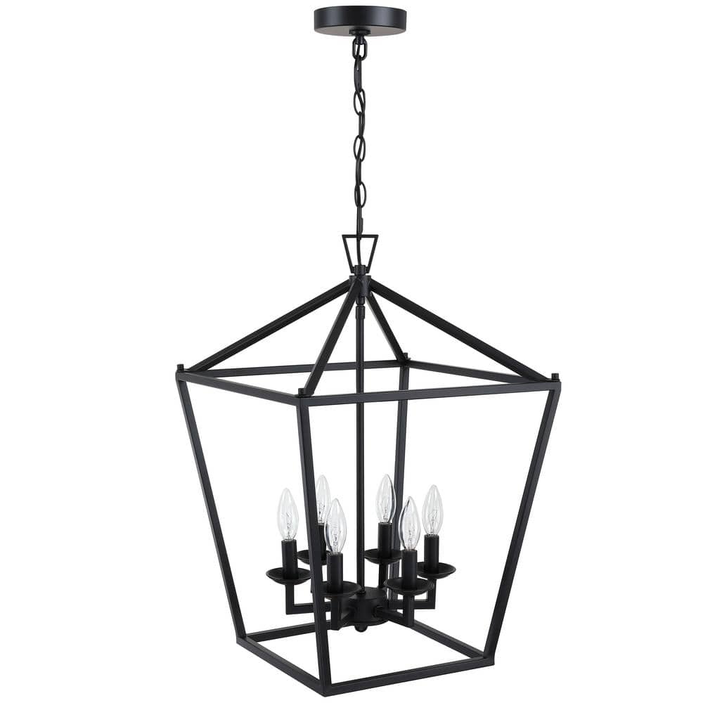 16 in.W 6-Lights Hanging Ceiling -Light Black Chandelier Fixtures with Farmhouse Metal Cage price history on PriceWatchPro