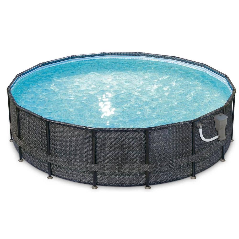 Summer Waves 48 in. Oval 192 in. D Above Ground Swimming Pool Set with Pump, Black -  P4A01648B-SW