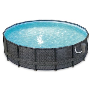 48 in. Oval 192 in. D Above Ground Swimming Pool Set with Pump