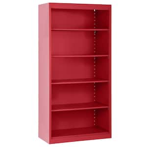 Welded 72 in. Tall Red Metal Standard Bookcase