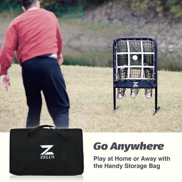 9 Hole Baseball Net With Target Pockets Pitching Net With Strike Zone, Pitcher