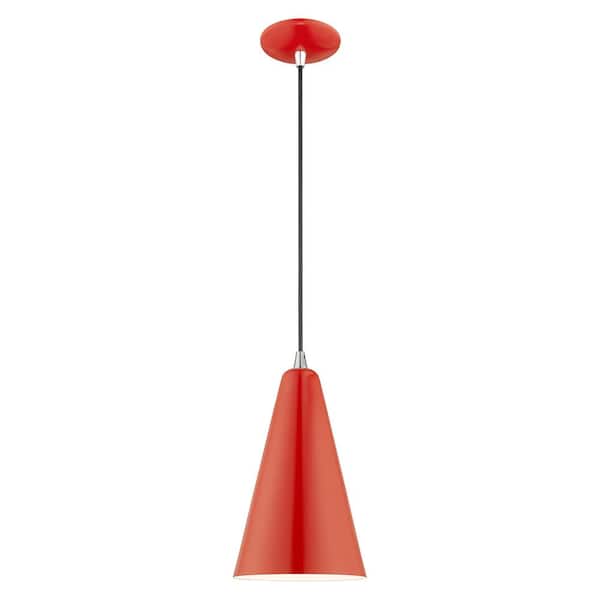 AVIANCE LIGHTING Fairmeade 1-Light Shiny Red Cone Mini Pendant