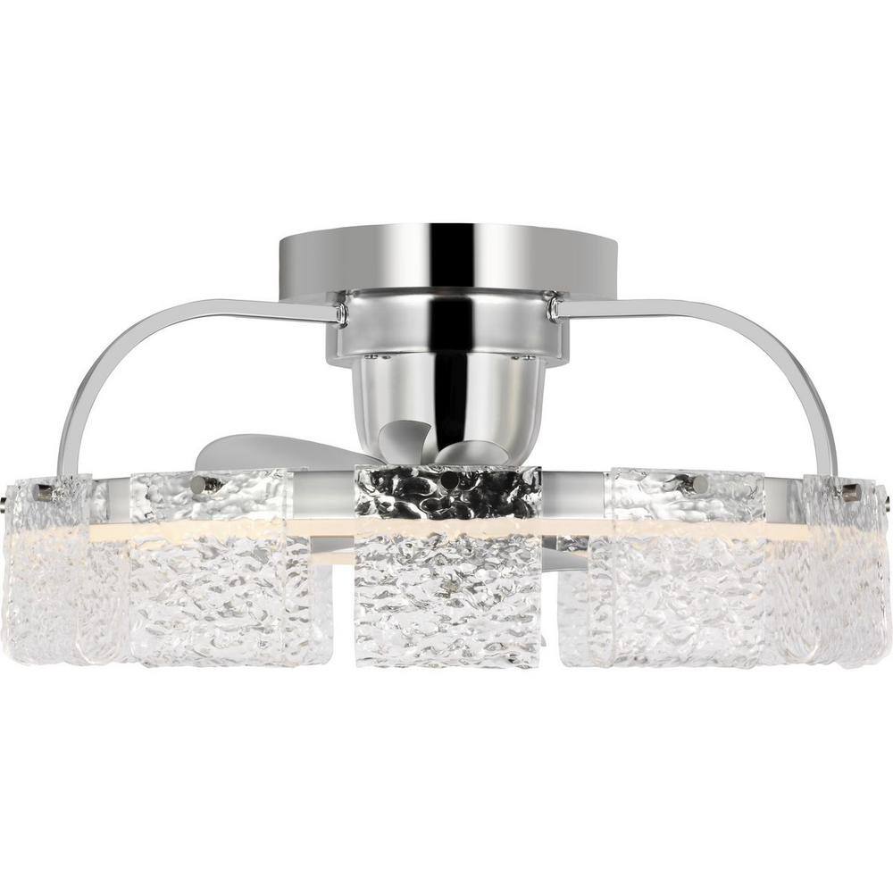 Polished Chrome 20" LED Fandelier with Remote and Glass Accents