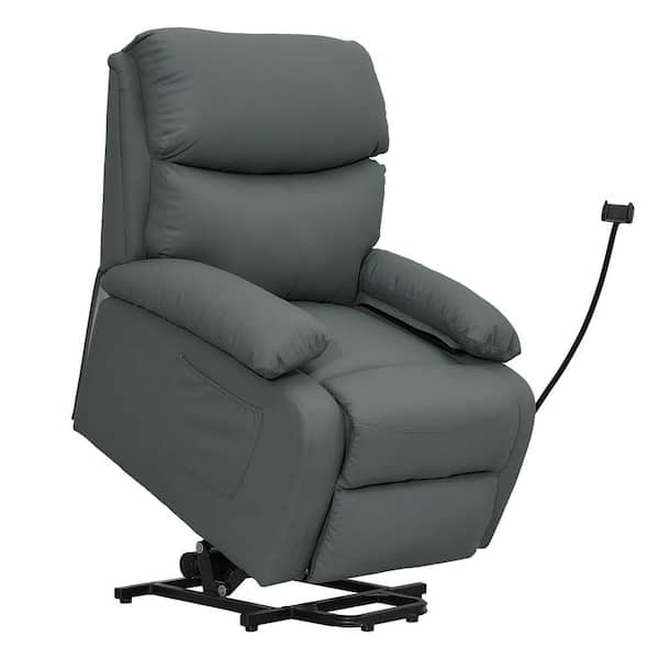 Chizzyseat Everglade 28.7 in. W Faux Leather Power Lift Recliner in Gray Green, for Elderly Assistance