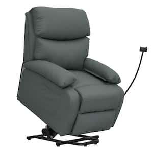 Everglade 28.7 in. W Faux Leather Power Lift Recliner in Gray Green, for Elderly Assistance