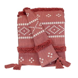 Transitional Stripes and Dots Pink Cotton 50 in. x 60 in. Throw Blanket