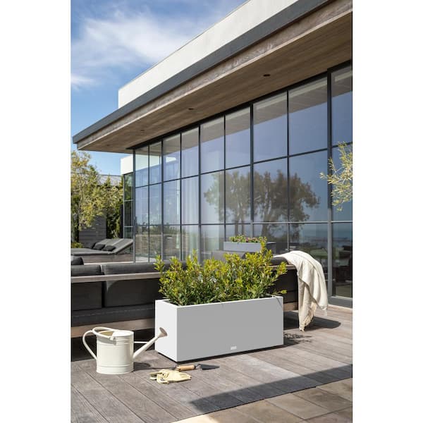 Long Box 38 in. White Plastic Rectangular Planter