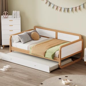 White Twin Size Wooden Daybed with Trundle