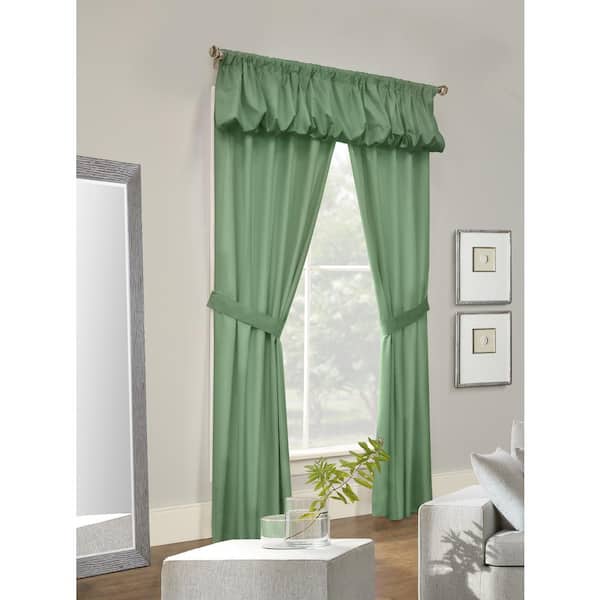 THERMALOGIC Prescott Sage Polyester Solid 80 in. W x 84 in. L Rod Pocket Indoor Room Darkening Curtain (5-Piece Set)