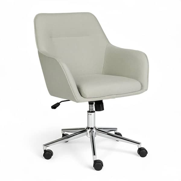 Fabric Swivel Office Chair in Light Gray Fabric/Polished Nickel Frame