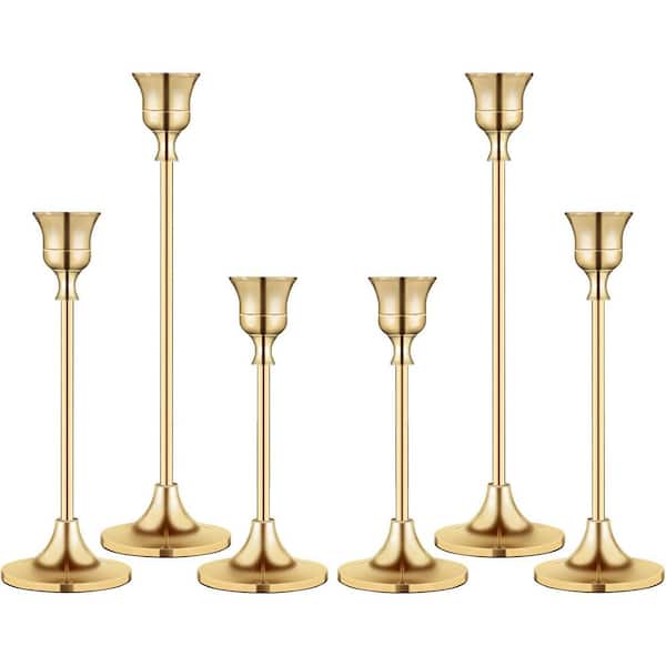 Unbranded Gold Taper Metal Candle Holder for Fireplace Party Dining Home 6-Pack