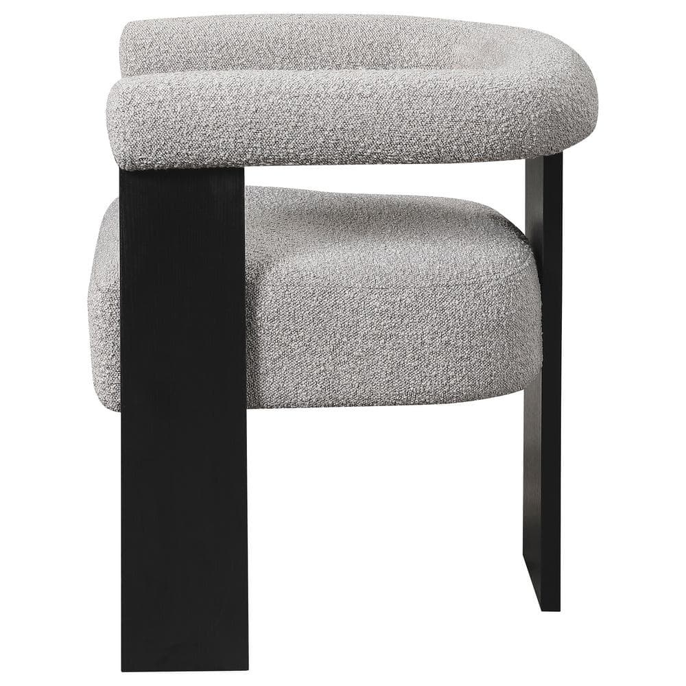 Gray Bouclé Upholstered Accent Chair with Black Wood Frame