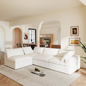 SOBRE Lサイズ Magic Home 118 in. Square Arm 4-Piece Linen L-Shaped