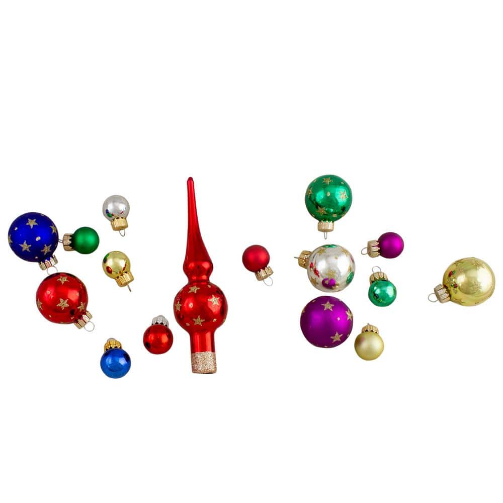 16-Piece Set of Assorted Multi-Color Glass Ball Christmas Ornaments with Tree Topper price history on PriceWatchPro