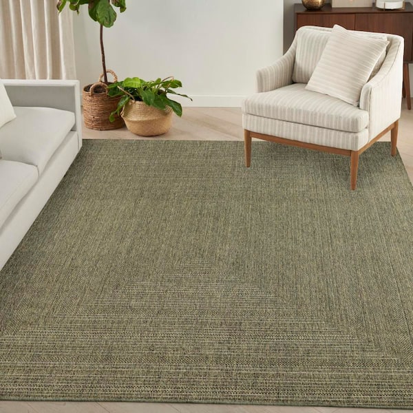 Tulum Olive 10 ft. x 14 ft. Linear Contemporary Area Rug