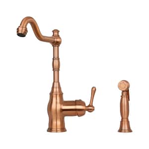 Single-Handle Widespread Kitchen Faucet with Side Spray in Copper