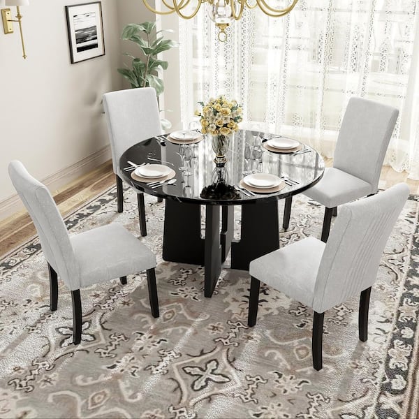 Harper & Bright Designs 5-Piece Beige and Black MDF and