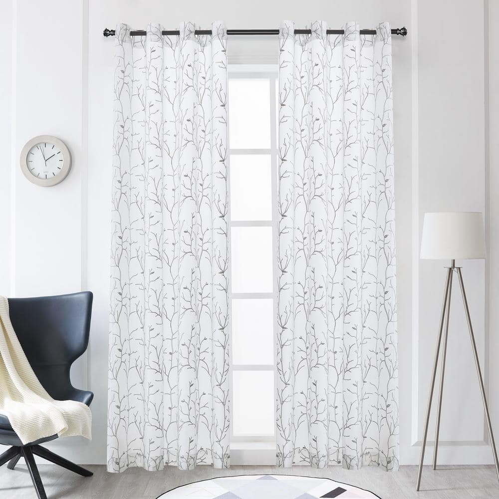 Lyndale Decor Tess 120 in.L x 52 in. W Sheer Polyester Curtain in Grey  Tess-120-G - The Home Depot