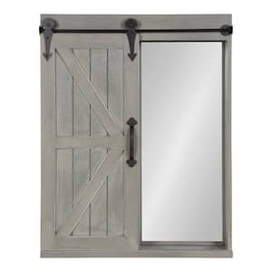 Cates 6 in. x 22 in. x 28 in. Gray Wood Decorative Cabinet Wall Shelf with Mirror