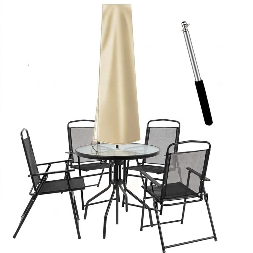 Small outdoor patio umbrella cover for 6 ft to 9 ft table umbrellas waterproof windproof khaki