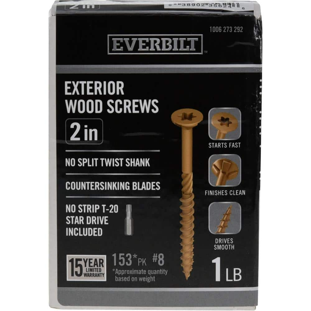 Everbilt 8 X 2 In Star Drive Flat Head Exterior Wood Screws 153 Pack 117336 The Home Depot