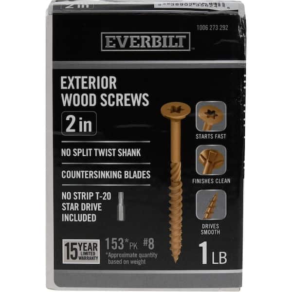 Everbilt #8 x 2 in. Star Drive Flat Head Exterior Wood Screws (153-Pack)