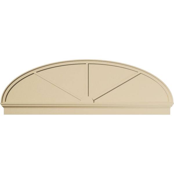 84-in. W x 27-7/8-in. H x 2-3/4-in. P Elliptical 3 Spoke Signature Urethane Combination Pediment, Primed Tan