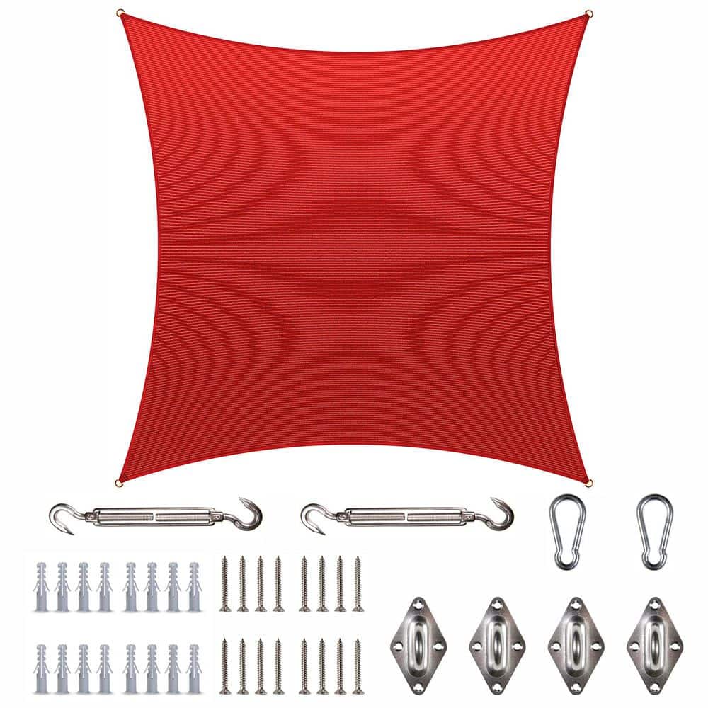16 ft. x 16 ft. Red Square Sun Shade Sail Canopy with Hardware Kit price history on PriceWatchPro