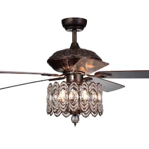 52 in. Indoor Copper Bronze Finish Remote Controlled Ceiling Fan with Light Kit