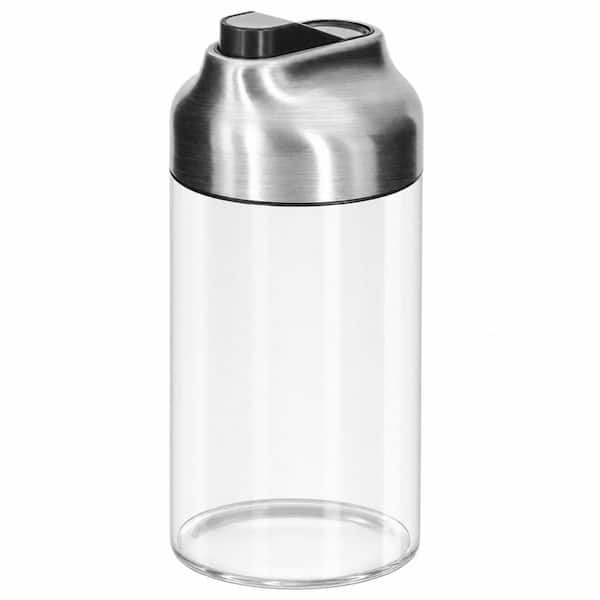 Minimalist Clear Glass 12 oz. Sugar Dispenser with Auto Flip Lid and Weighted Pour Spout for Coffee Bar