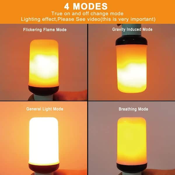 LED Flame Effect Light Bulbs - 5W Flickering Fire Simulation Bulbs (E27 Base, 2-Pack)