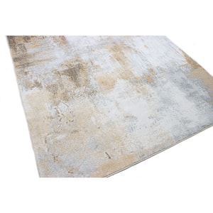 Everek Ivory/Gold 5 ft. x 8 ft. Abstract Transitional Area Rug