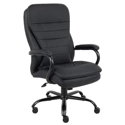 31 in. Width Big and Tall Black Faux Leather Executive Chair with Swivel Seat
