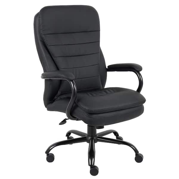 BOSS Office Products Black Caresoft Vinyl Big and Tall Desk Chair Heavy Duty Black Steel Constuction, 400 LB Capacity