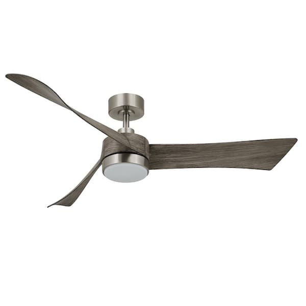 54 in. Integrated LED Indoor Satin Nickel Ceiling Fan with 3000K-6500K Adjustable White Light Kit and Remote Control