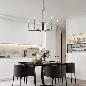 6 - Light Black/Gold Candle Style Modern Chandelier for Dining Room