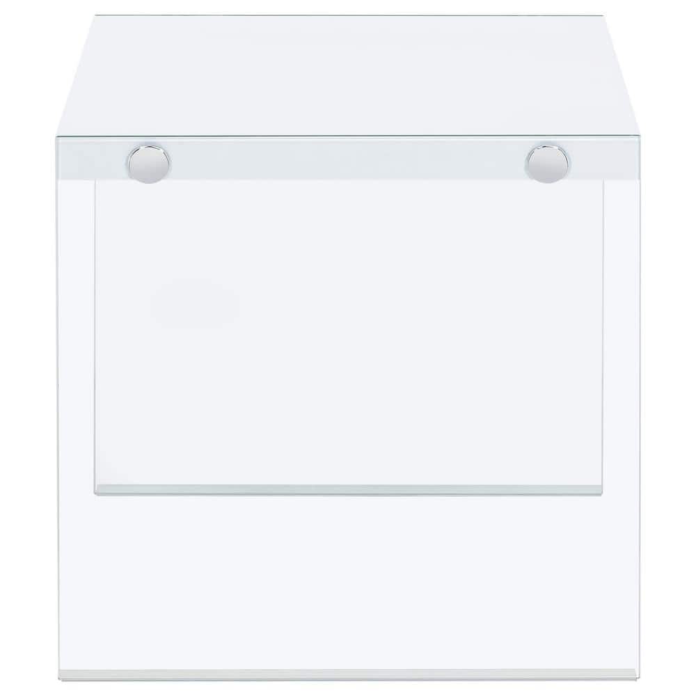 Modern White and Clear Glass Square End Table