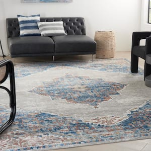 Concerto Blue/Grey 9 ft. x 12 ft. Border Traditional Area Rug