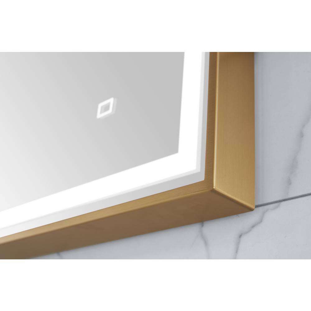 Eleganza Brushed Gold 59" Stainless Steel Framed LED Bathroom Mirror
