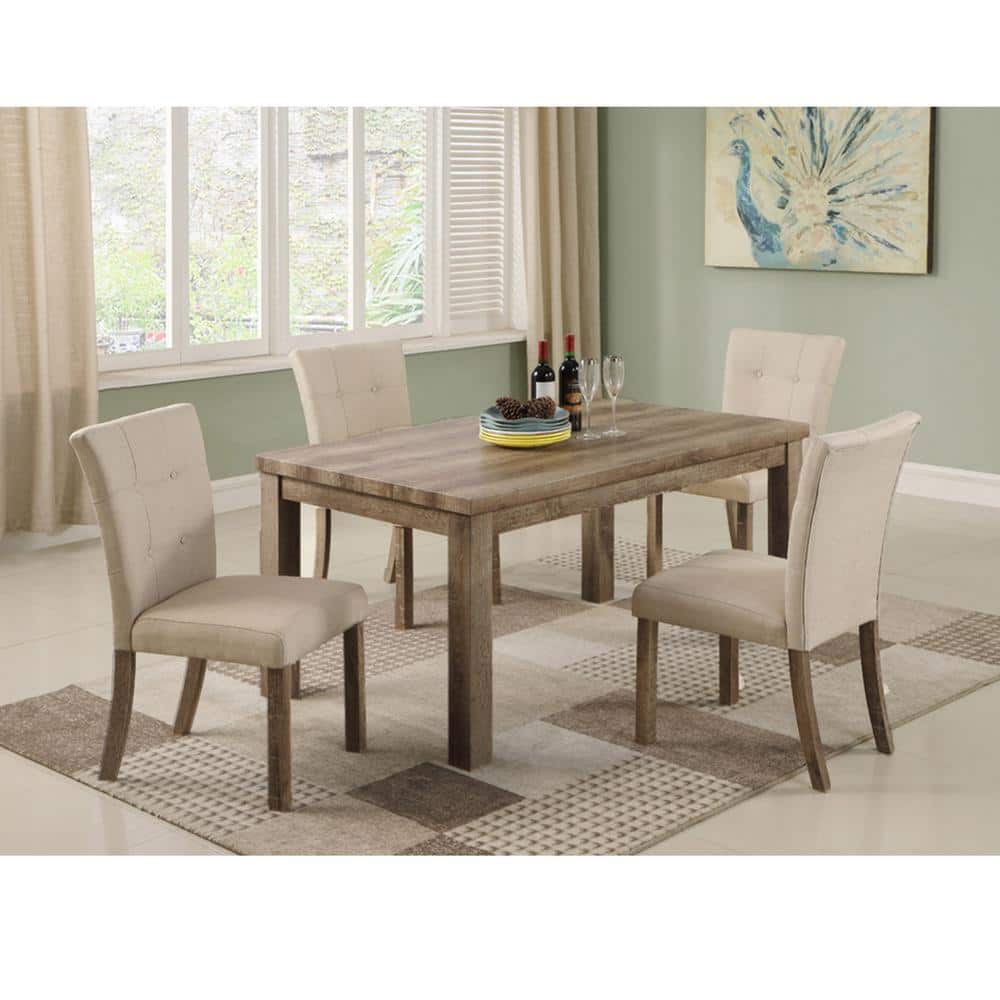 Hadley High-Back Parsons Side Chair in Light Gray & Beige, Set of 2