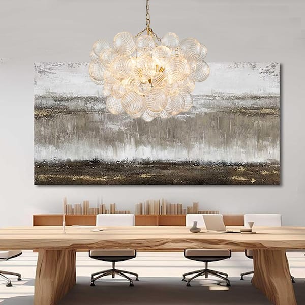 HUOKU Neuvy 8-Light 33 in. W Brushed Brass Gold Modern Bubble