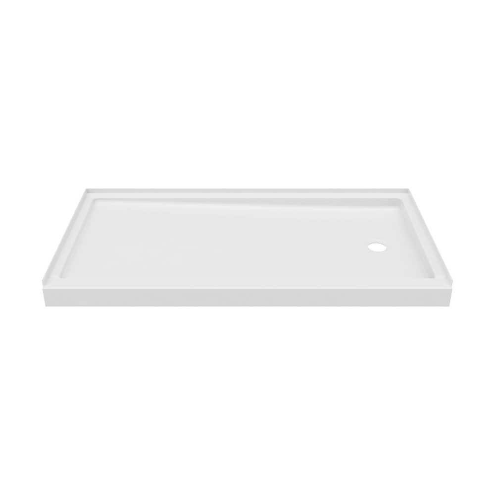 White 30'' x 60'' Rectangular Shower Base with Right Drain