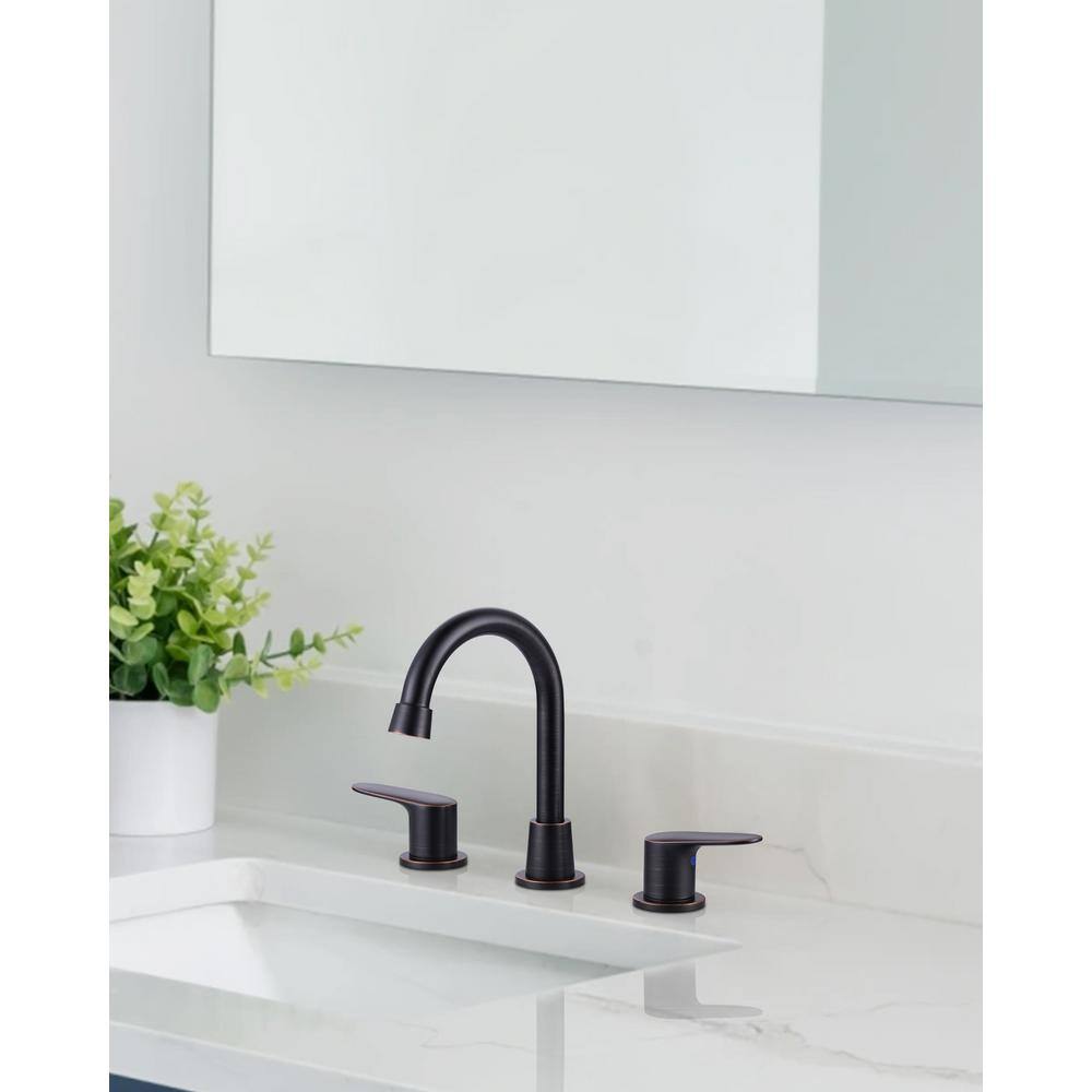 Oil Rubbed Bronze 8-Inch Widespread Double Handle Bathroom Faucet
