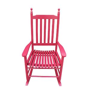 Classic Simple 42.25 in. H Style Red Rocking Wooden Outdoor Chair Porch Rocker Chair Lounge Chair