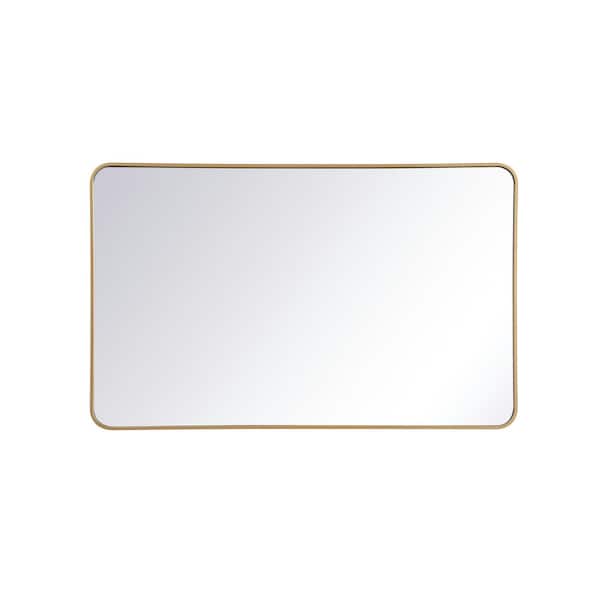 Unbranded Timeless Home 48 in. H x 30 in. W Brass Modern Soft Corner Rectangular Wall Mirror